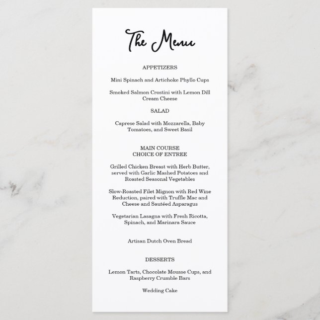 Pink Garden Rose Wedding Menu  (Front)