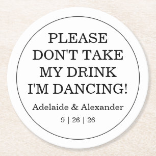 Pink Garden Rose Wedding Round Paper Coaster