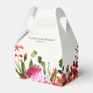 Pink Garden Watercolor Floral Wedding Favor Box