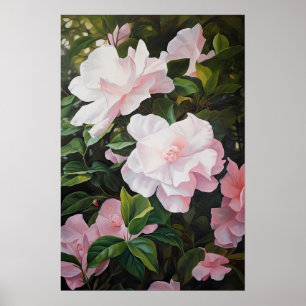Pink Gardenia Flowers Art Print Poster
