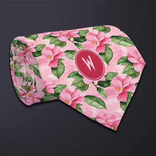 Pink Gardenias Floral  Tie