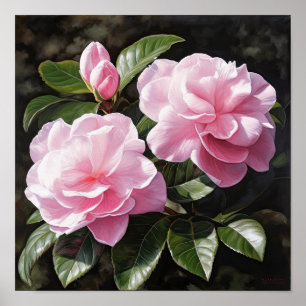 Pink Gardenias Flower Art Print Poster