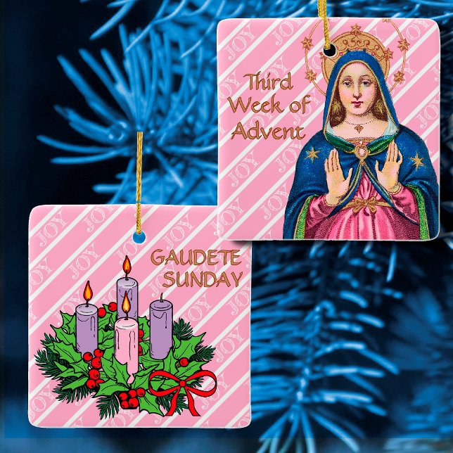 Pink Gaudete Sunday BVM Advent  Ceramic Ornament (Creator Uploaded)