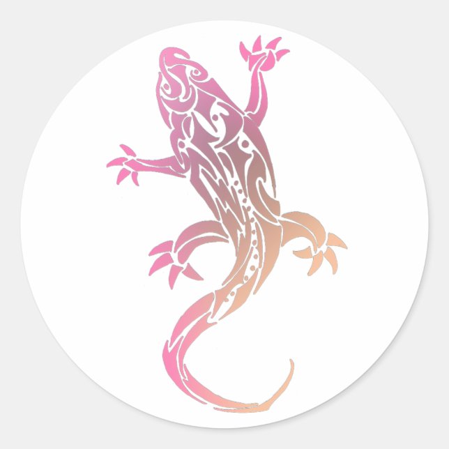 Pink Gecko Tattoo Classic Round Sticker (Front)