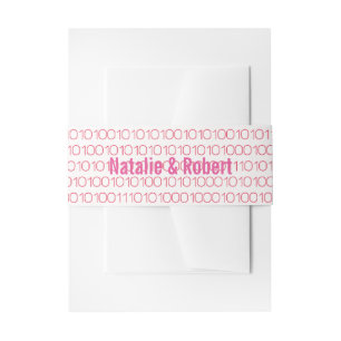 Pink Geek Chic Binary Code Belly Bands Invitation Belly Band