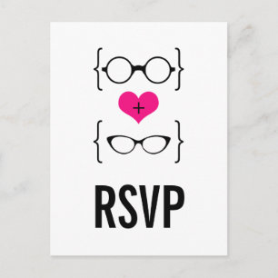 Pink Geeky Glasses RSVP Postcard