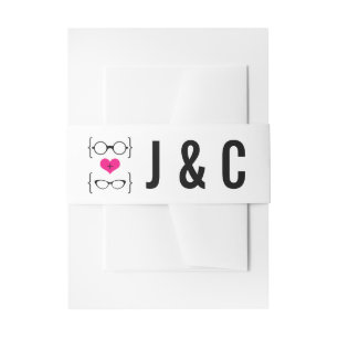 Pink Geeky Glasses Wedding Belly Bands Invitation Belly Band