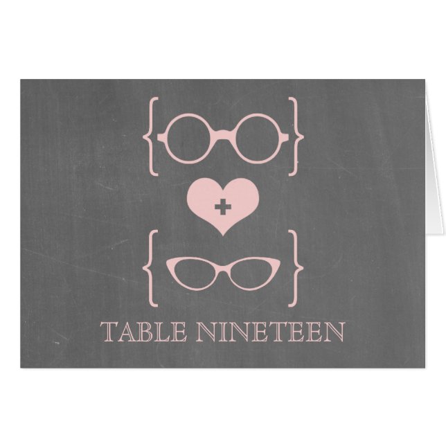 Pink Geeky Lunettes Tableau noir Numéro Carte (Devant horizontal)