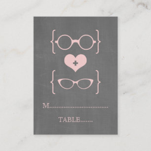 Pink Geky Glasses Chalkboard Placer Cartes