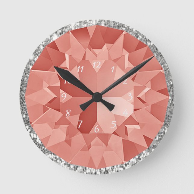 Pink Gem Round Clock (Front)