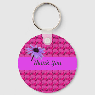 pink gem stones and daisy flower thank you keychain