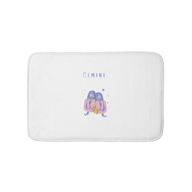 Pink Gemini, zodiac, star sign print Bath Mat (Front)