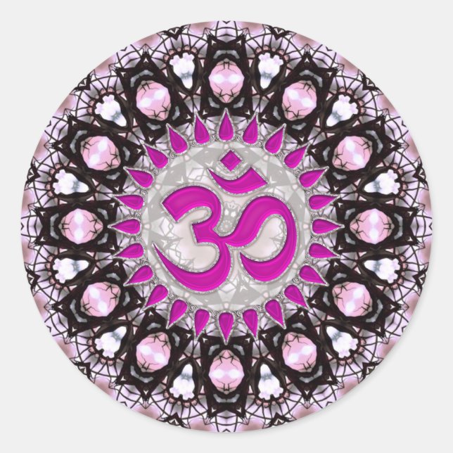 Pink Gems Aum Spiritual Sticker (Front)