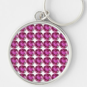 Pink Gemstone Pattern Keychain