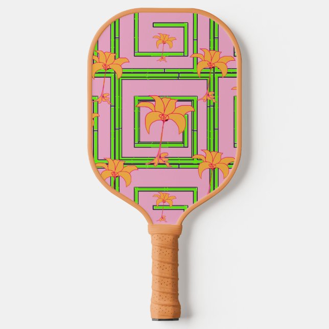 Pink Geo Floral  Pickleball Paddle (Front)