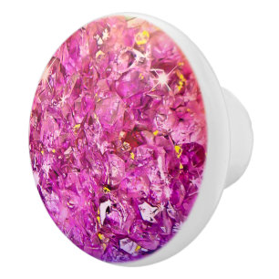 Pink Geode Ceramic Knob