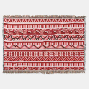 Pink Geometric Abstract Aztec Tribal Print Pattern Throw Blanket