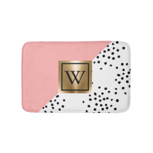 Pink Geometric and Polka Dots Bath Mat