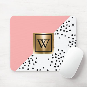 Pink Geometric and Polka Dots Mouse Pad