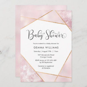 Pink Geometric Baby Shower invitation