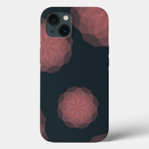 Pink, geometric, cool, trendy flower abstraction iPhone 13 case