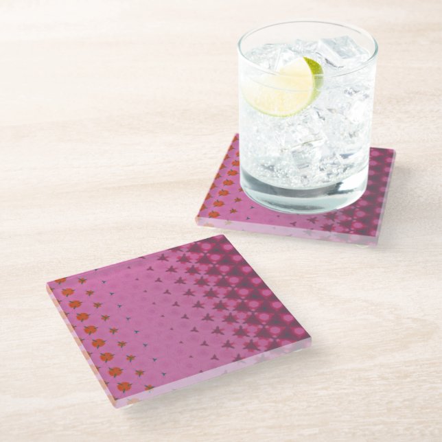 Pink Geometric design Coaster (Angled)