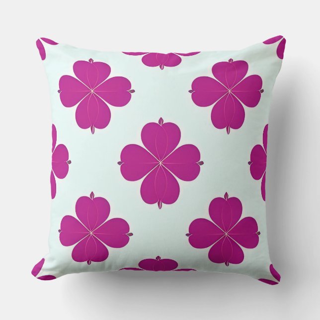 Pink Geometric Flowers on a Light Background Throw Pillow (Front)