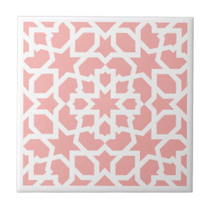 Pink geometric Moroccan tile mosaic in