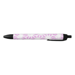 Pink geometric pattern black ink pen