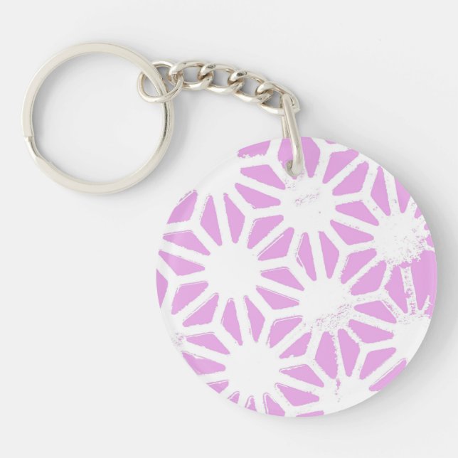 Pink geometric pattern keychain (Front)