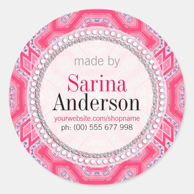 Pink Geometric Pattern Made By Labels Stickers (Front)