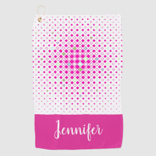 Pink Geometric Pattern Personalized Golf Towel