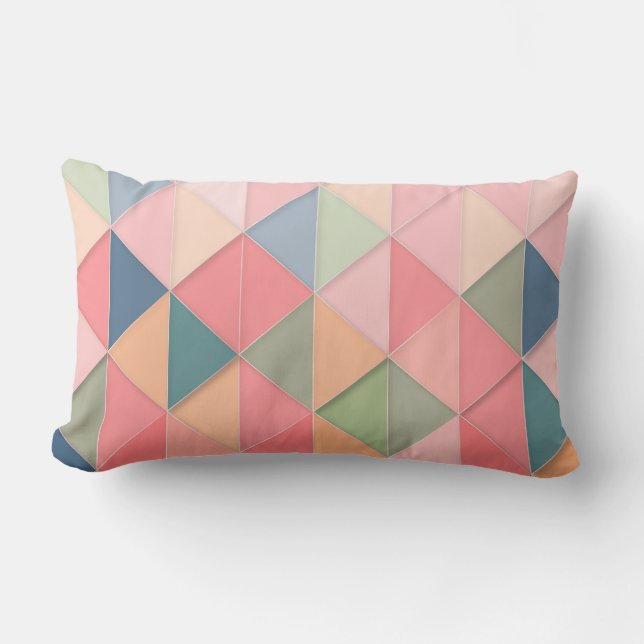 Pink, Geometric pattern, Triangles Lumbar Pillow (Front)