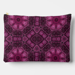 Pink Geometric Pattern with Floral Mandala Glow Accessory Pouch