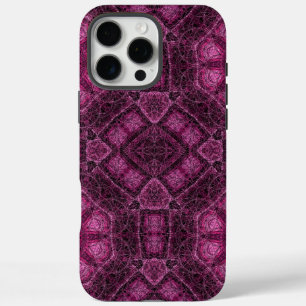 Pink Geometric Pattern with Floral Mandala Glow iPhone 16 Pro Max Case