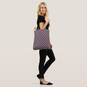 Pink Geometric Plaid Pattern Tote Bag