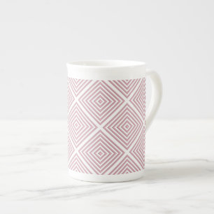 Pink Geometric Squares Bone China Mug