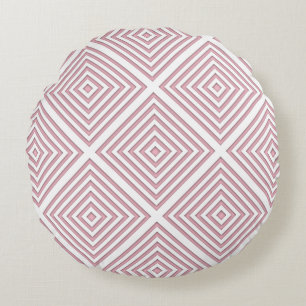 Pink Geometric Squares Round Pillow