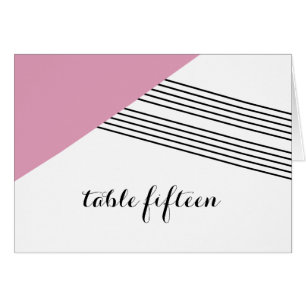 Pink Geometric Stripe Table Number Card