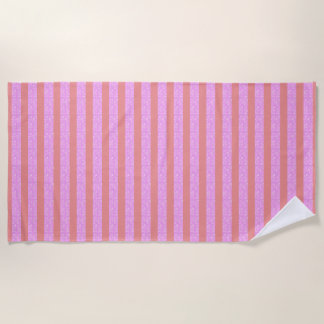 Pink Geometric Stripes Beach Towel