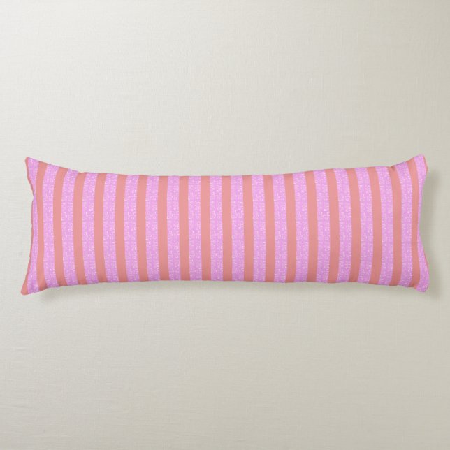 Pink Geometric Stripes  Body Pillow (Front)