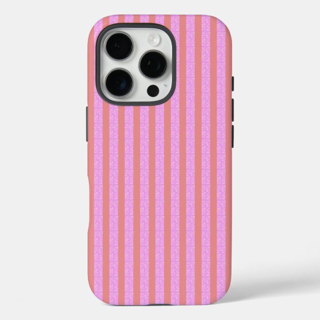 Pink Geometric Stripes Case-Mate iPhone Case (Back)