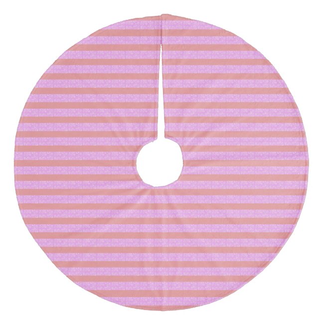 Pink Geometric Stripes  Fleece Tree Skirt (Front)