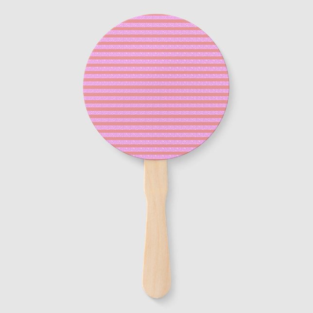 Pink Geometric Stripes  Hand Fan (Front)