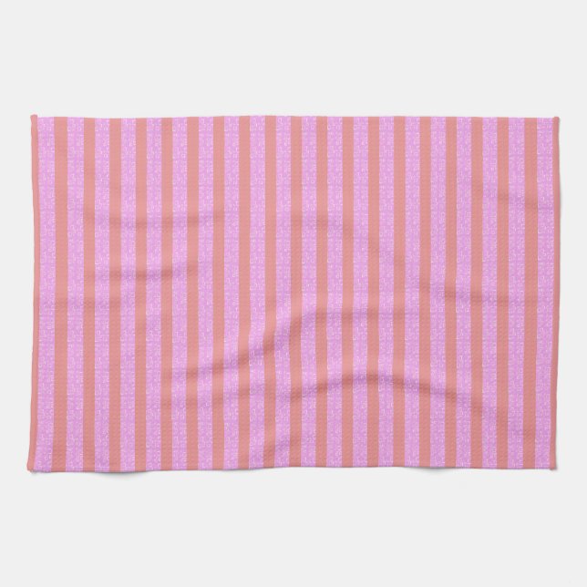 Pink Geometric Stripes  Kitchen Towel (Horizontal)