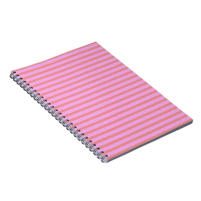 Pink Geometric Stripes  Notebook (Right Side)