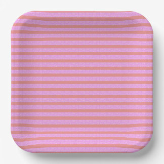 Pink Geometric Stripes Paper Plate