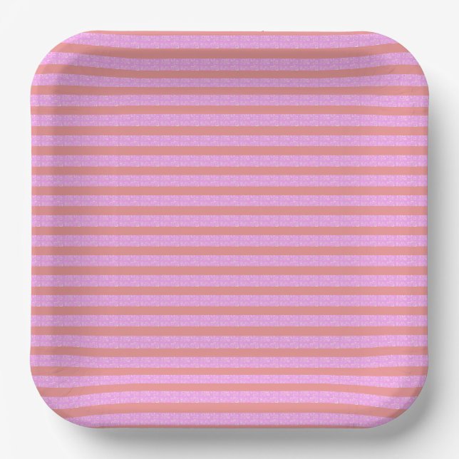 Pink Geometric Stripes Paper Plate (Front)