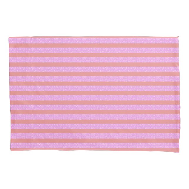 Pink Geometric Stripes  Pillowcase (Front)