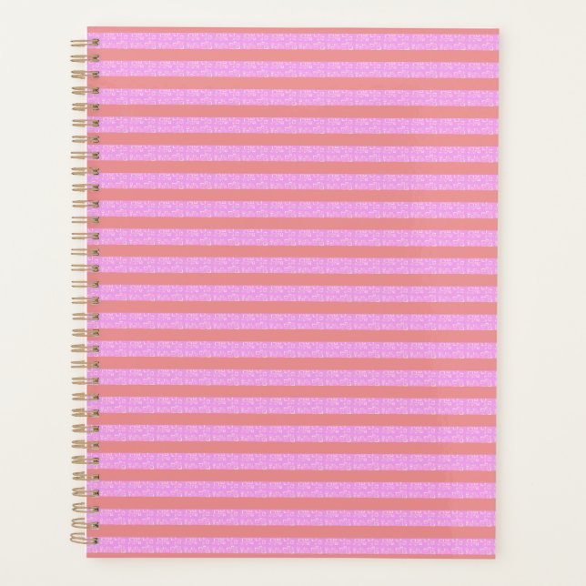 Pink Geometric Stripes  Planner (Front)